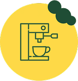 Espresso machine graphic with cup